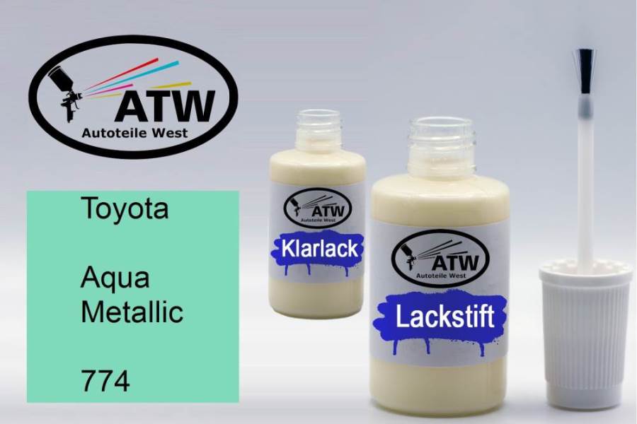 Toyota, Aqua Metallic, 774: 20ml Lackstift + 20ml Klarlack - Set, von ATW Autoteile West.